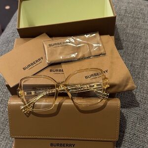 Burberry Women's Glasses with Clear/Gold Frame